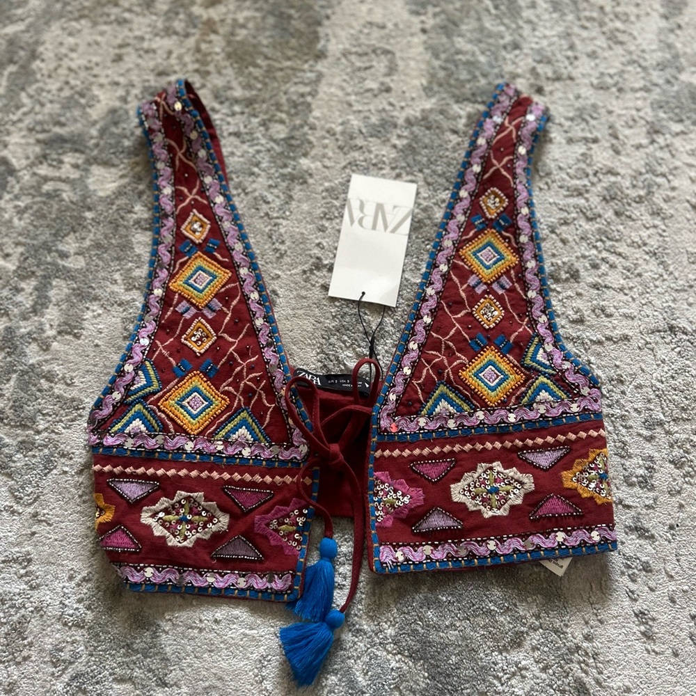 Zara Embroidered Multicolor Women's Top